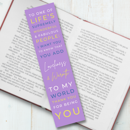 Friendship Bookmark - Thank You For Being You