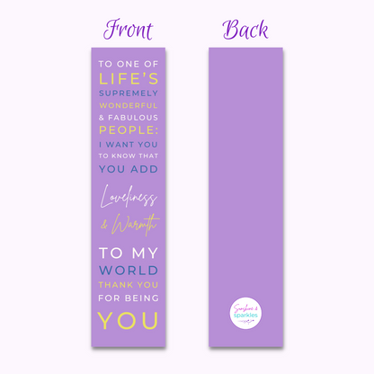 Friendship Bookmark - Thank You For Being You